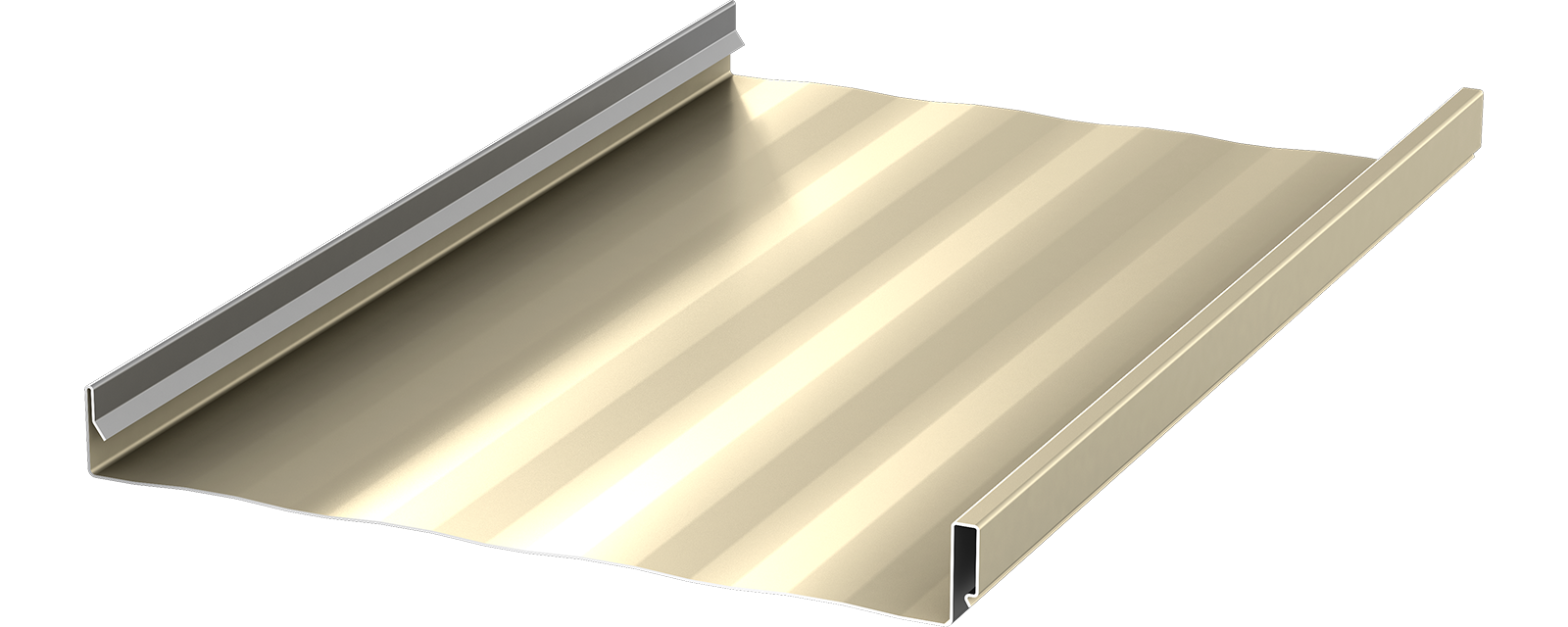 Independence 1 3/4 inch clip lock standing seam panel profile with striations